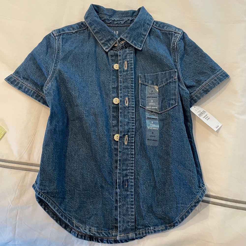 GAP 3 Toddler New With Tags Button Down Jean Shirt